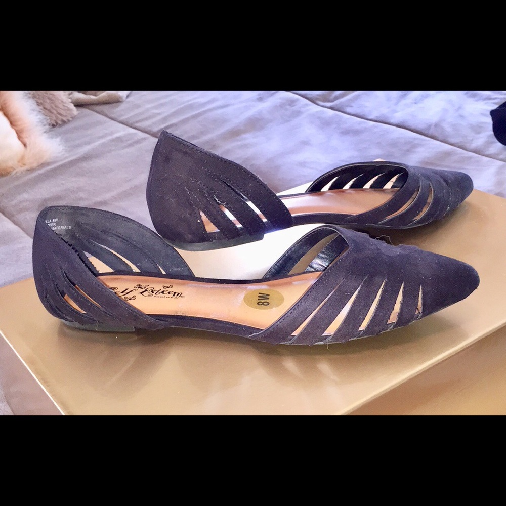 Self Esteem Footwear Flat Black Faux Suede Shoe8